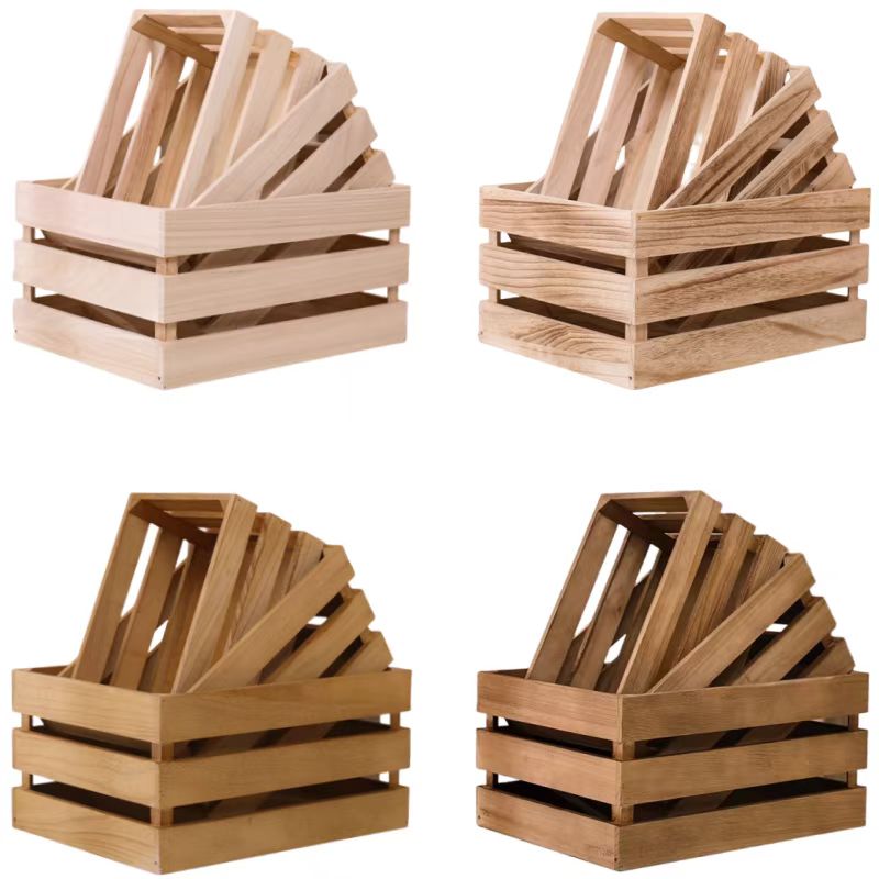 实木箱子木框箱装饰木条箱超市陈列道具木箱展示储物箱复古收纳箱