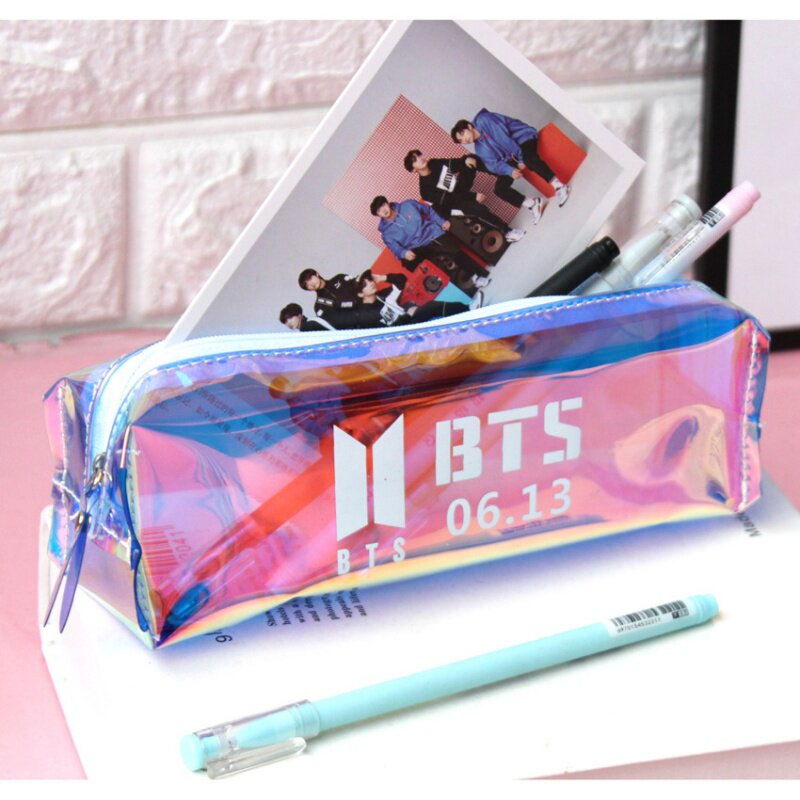 Bulletproof juvenile Stationery BTS Pencil bag Korean Edition laser transparent Star anise High-capacity laser Pencil boxin the Personalized custom/Design Services/DIY , Office/Custom stationery , Other interesting custom  category - from Buy2taobao.com to provide professional Taobao agent buy service