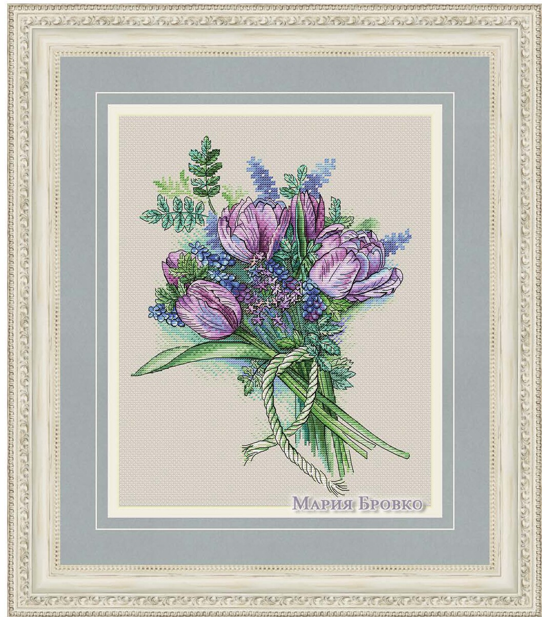 刘年锦绣正品法国dmc线自配十字绣套件非印花 郁金香含羞草花束