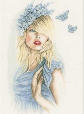 刘年锦绣正品DMC十字绣非印花LaPN-0155691蓝蝴蝶女孩一股绣