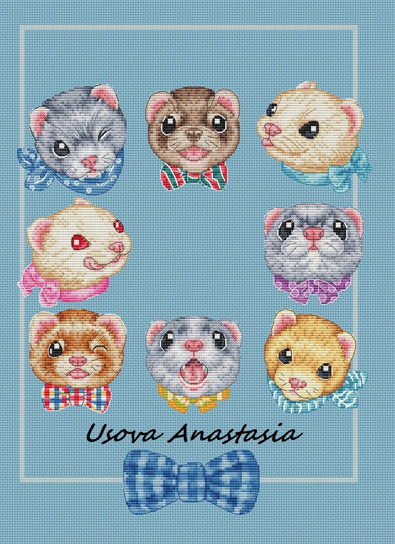 刘年锦绣 正品dmc绣线十字绣自配套件 非印花 可爱雪貂头