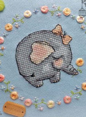 刘年锦绣 正品DMC绣线十字绣自配套件 非印花 灰色小象 特针图