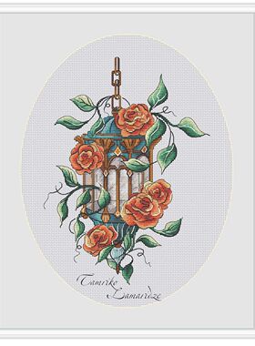 刘年锦绣正品DMC线R线十字绣自配套件非印花 橙色玫瑰灯