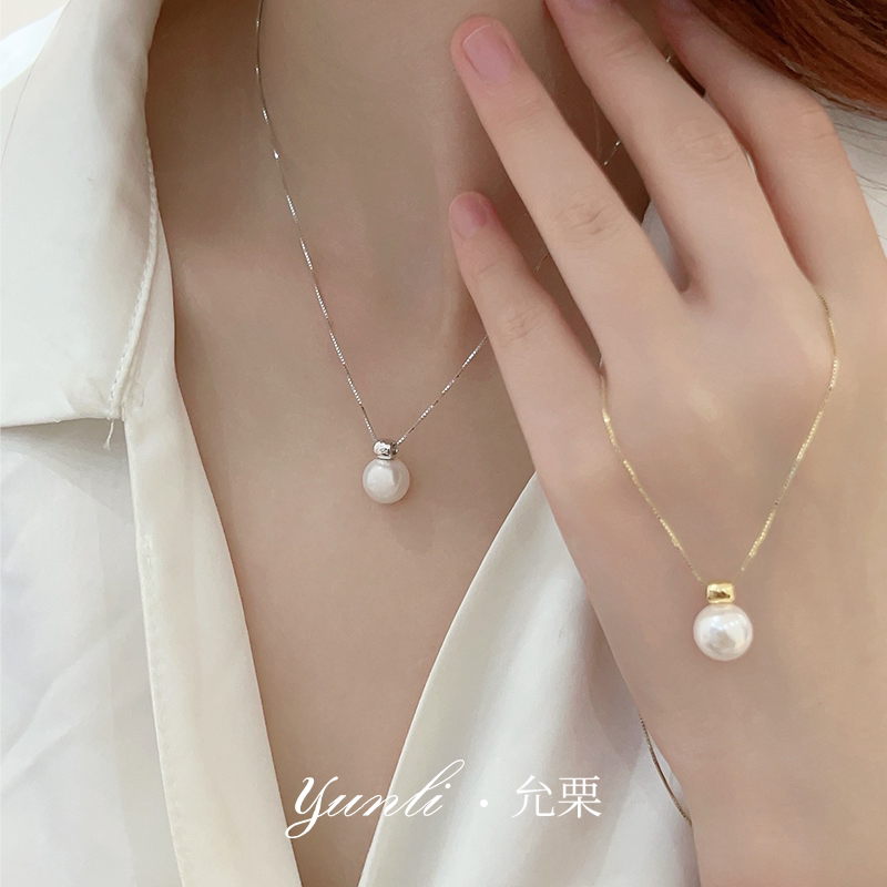 珍珠吊坠纯银项链女极简风高级感