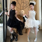 女童礼服连衣裙夏装 高端走秀演出纱裙儿童轻奢生日公主挂脖蛋糕裙