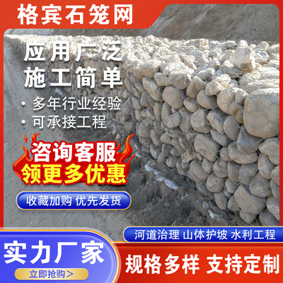石笼网包塑格宾网河道防洪护坡固滨笼铅丝石笼网箱雷诺护垫宾格网