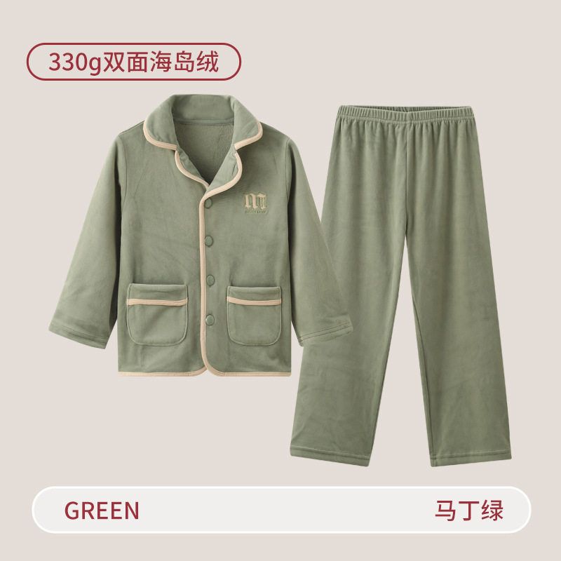 秋冬保暖绒套装穿儿童海岛睡衣
