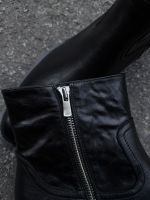 Chelsea boots, men's thick-heeled, height-increased, pointed-toe, stylish, carved wizard boots, side-zipped Martin boots, commuter high-top leather shoes thumbnail 5
