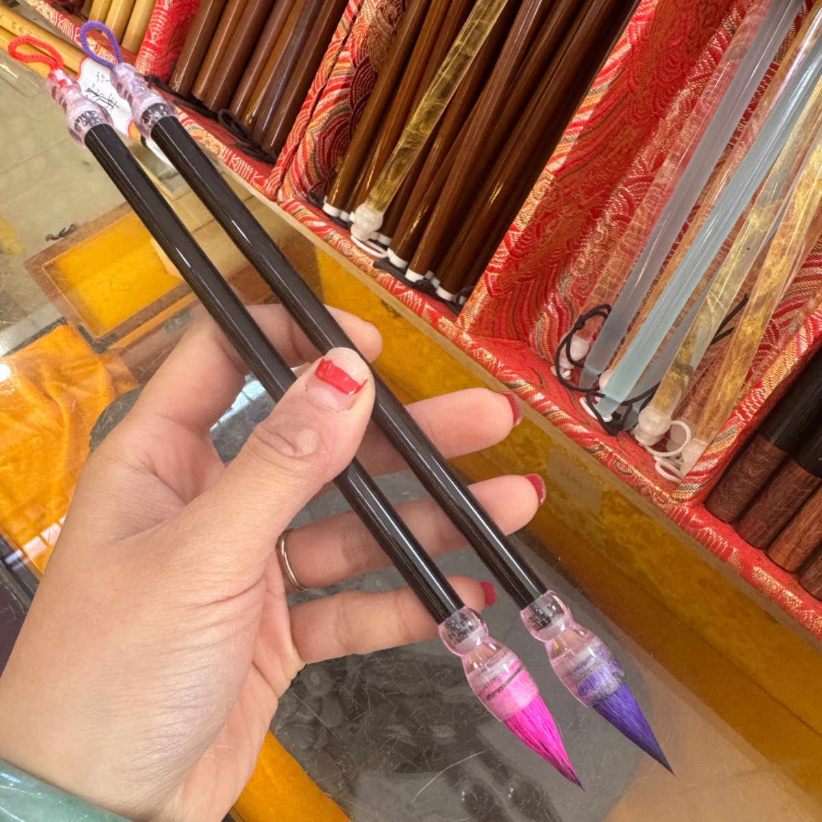 红色胖头笔兼毫毛笔羊毫鸡距笔碗毛笔