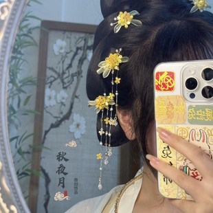 秋夜月原创 桂花发夹流苏发饰日常百搭汉服饰品
