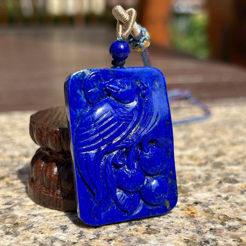 青金石龙牌老料无染色龙蛇项链