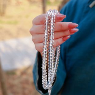 大孔10A级天然喜马拉雅白水晶金刚萨埵念珠高品质药片珠手串108颗