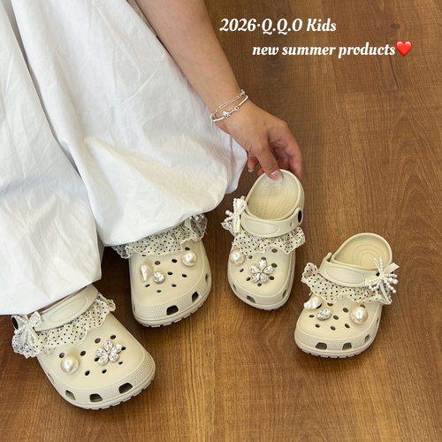 2026新款夏季女童水钻包头洞洞鞋