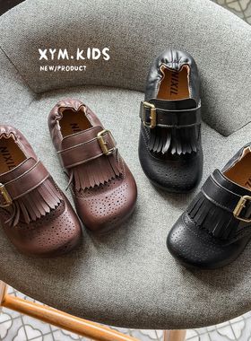 2026年春新款儿童复古英伦风流苏皮扣小皮鞋防滑软底女童休闲单鞋