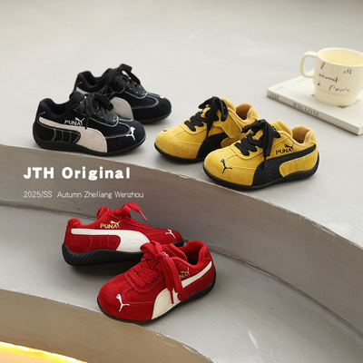 2025冬新款儿童加棉真皮德训鞋潮