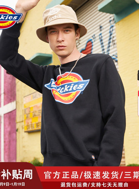 Dickies大logo印花加绒保暖圆领卫衣潮男秋冬季新品套头上衣9474