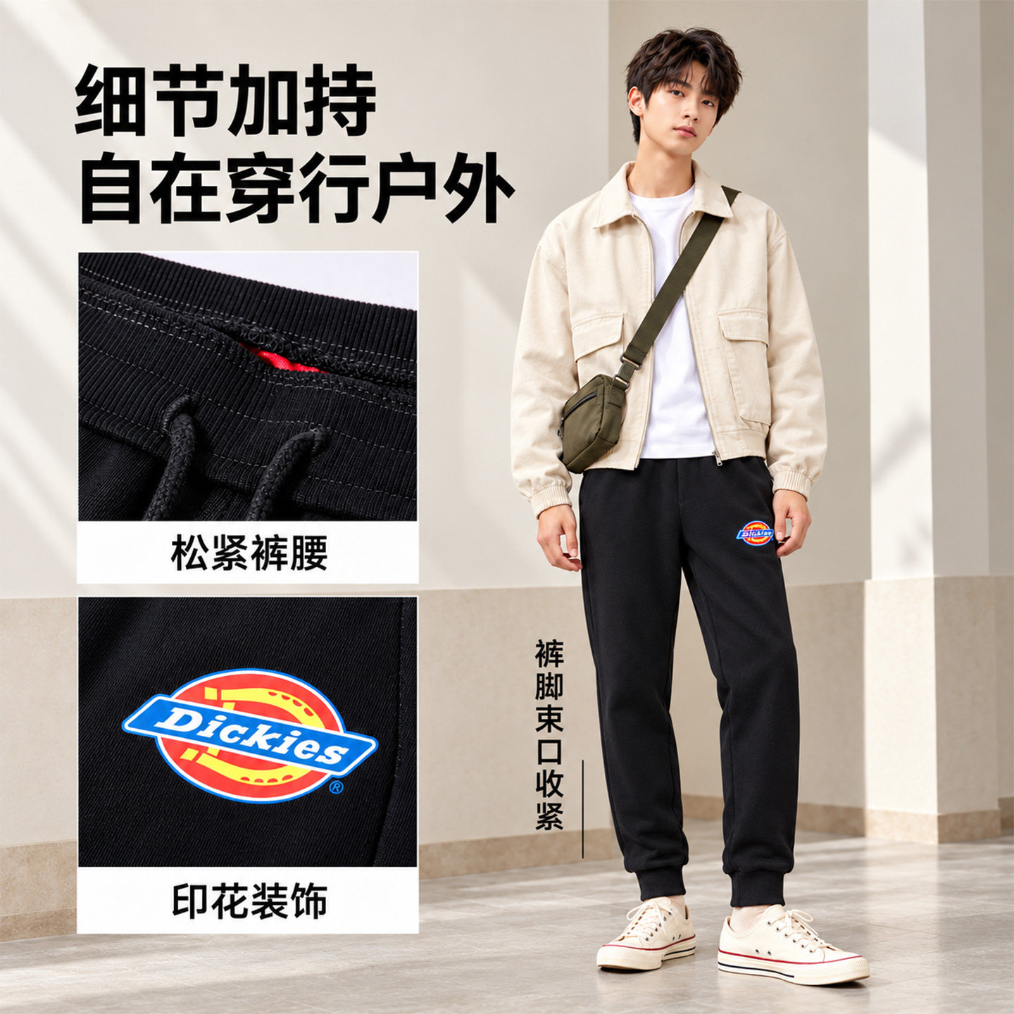 Dickies运动卫裤男门店同款秋季休闲长裤收口舒适腰部抽绳保暖裤