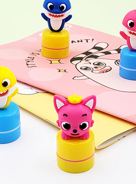 韩国正品碰碰狐鲨鱼宝宝一家babyshark可爱卡通儿童盖章图章印章