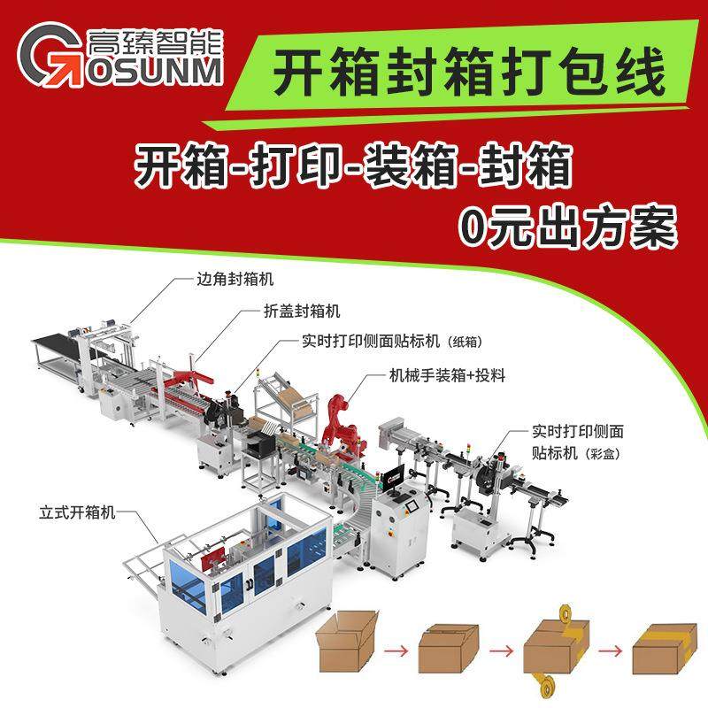 自动开封装箱称重打印贴标产线 纸箱纸盒药盒全自动包装生产线,五金/工具,服务机器人,淘宝优惠券,粉丝福利购,淘宝优惠卷