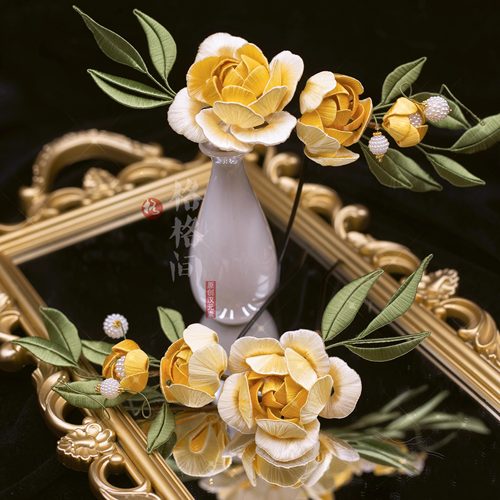 缠花牡丹成品手工汉服发饰琯皖