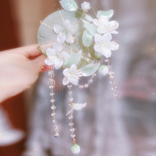 格格间原创【杏花伞簪】梨花神热缩花发饰流苏发簪古风汉服配饰