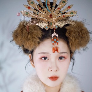 格格间原创【昭君】卧兔儿王熙凤保暖冬季抹额汉服配饰百搭毛绒