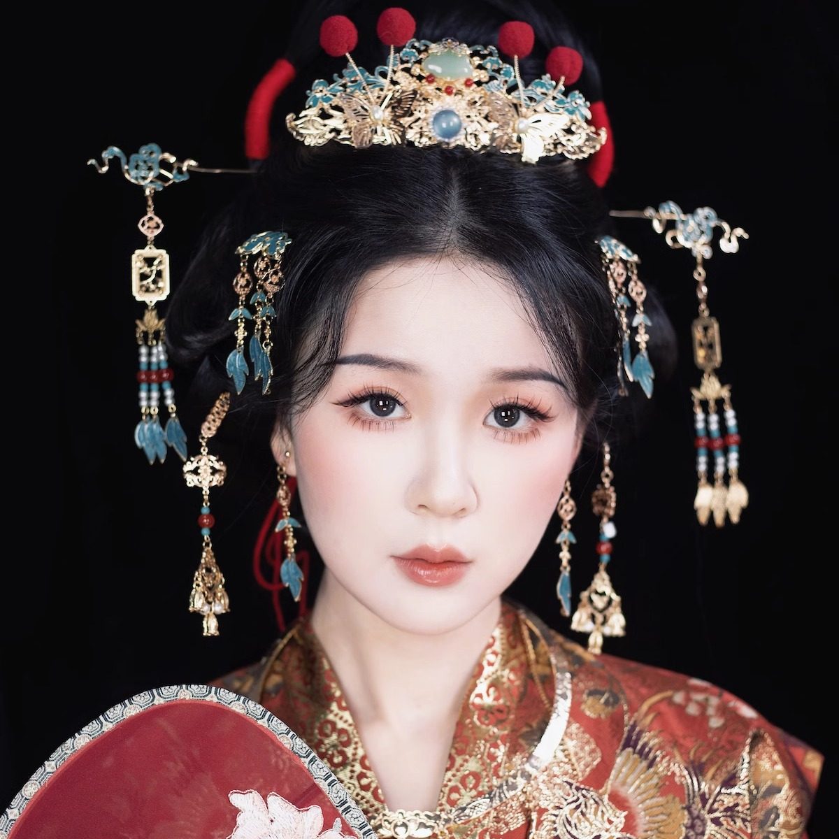 格格间原创【金玉满堂】流苏发簪发冠套装明制凤冠古风发饰汉服