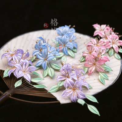 格格间原创【若梦】粉紫色缠花非遗发夹唐风珍珠发簪汉服古风配饰