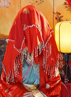 格格间原创【引凤】汉服中式凤冠新娘结婚红色婚服盖头重工流苏