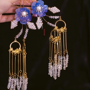 格格间原创 异形金色汉服古风发簪珍珠流苏秀禾新娘头饰 姬曲