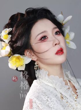 格格间原创【木棉】仿真白花发簪绢花古风汉服头饰发饰花朵唐风