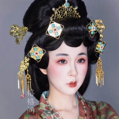 格格间原创【玉真公主】复原唐风汉服县主发饰套装发簪牡丹发饰