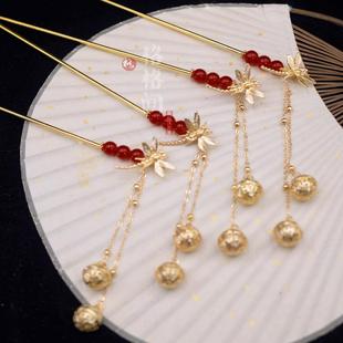 格格间原创【蜻蜓点水】冰糖蝴蝶流苏发簪掩鬓插梳子古风汉服配饰