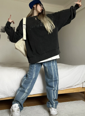 NOMT 山本耀司蓝色直筒牛仔裤休闲男生款高街设计感小众宽松潮ins