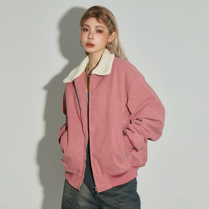 nomt美式纯色羊羔毛外套