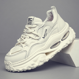 秋冬季男鞋2026新款头层牛皮老爹鞋厚底增高气垫底时尚运动休闲鞋