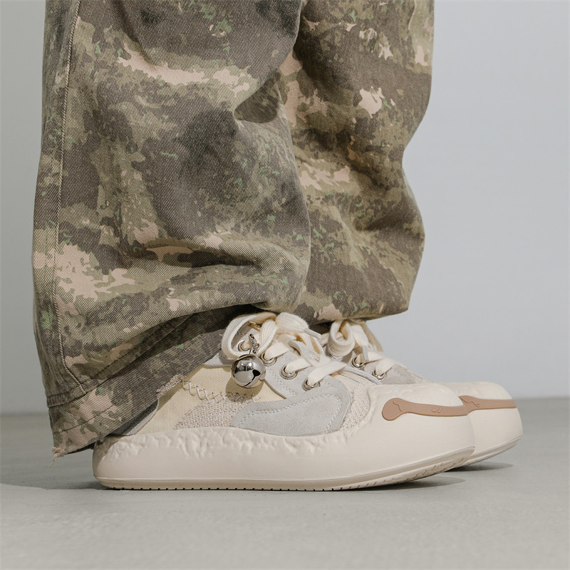 春季男鞋开口笑系列厚底帆布鞋情侣复古风增高搞怪铃铛溶解大头鞋