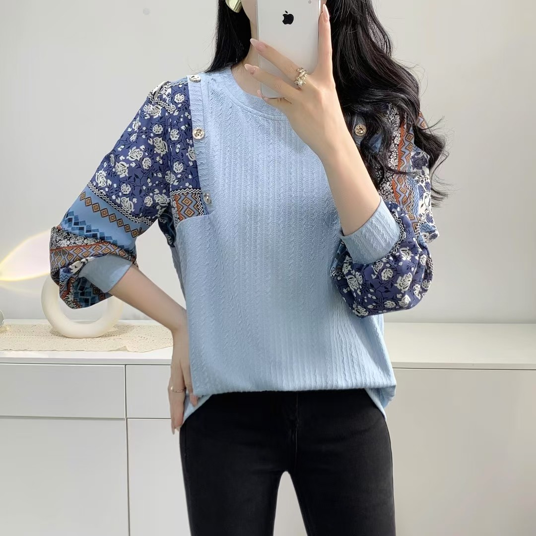 假两件拼接女装上衣潮