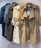 风衣外套英伦流行开衫 纯色气质收腰抽绳显瘦中长款 外套女 新款 秋季