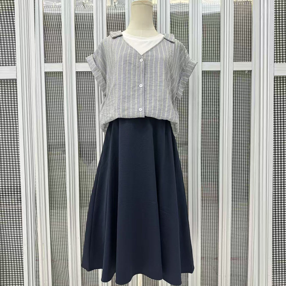 日系夏季新款韩版宽松休闲遮肉显瘦大码女装上衣Tt恤裙短袖连衣裙
