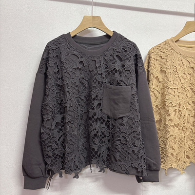 气质减龄钩花蕾丝女装上衣