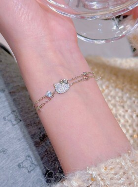 跨境日韩超闪猫咪锆石手链秋冬配饰轻奢高级感饰品百搭精致手饰