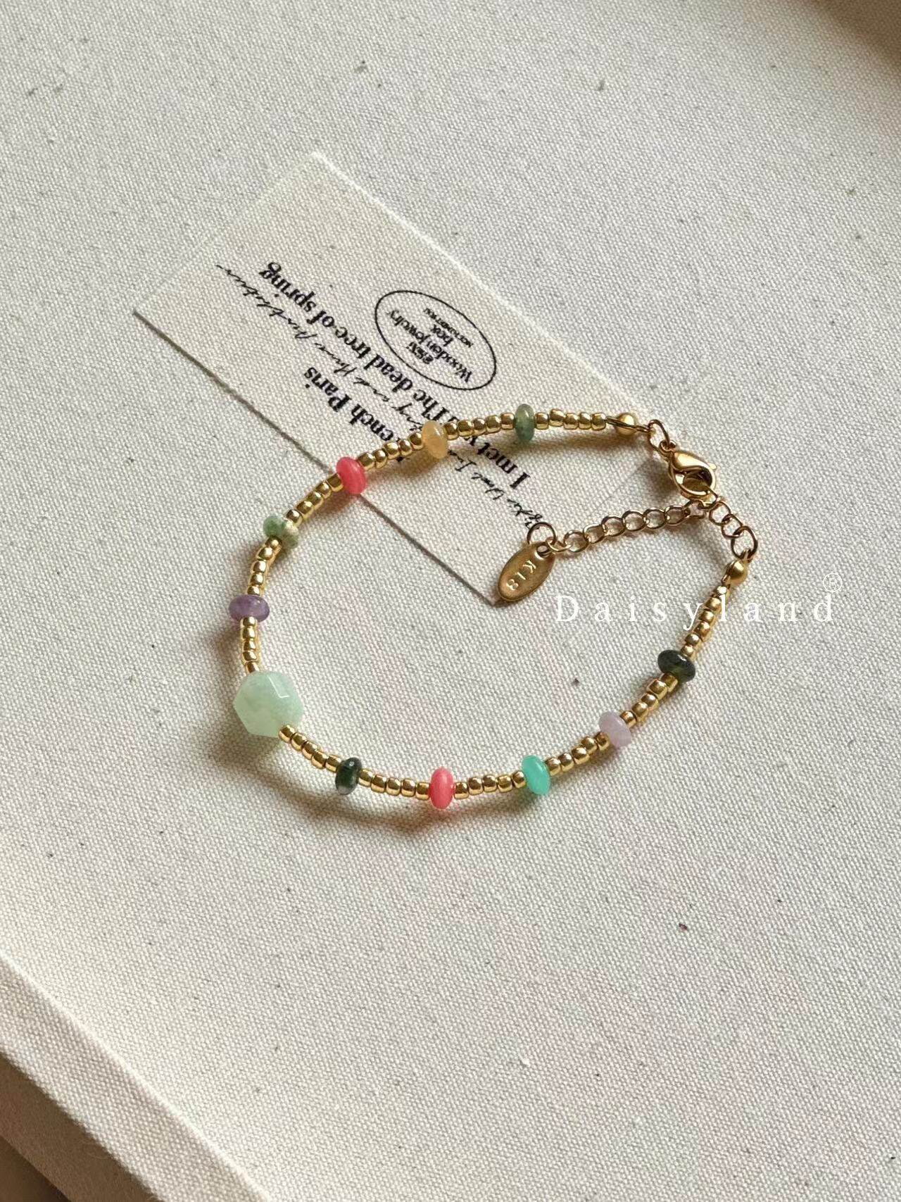 ＜丹麦童话＞Daisyland Acc原创复古彩色算盘珠金色串珠手链小众