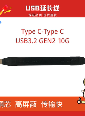 USB3.2全功能TYPE C延长线公对公 gen2x2 10g 充电数据线 24p反插