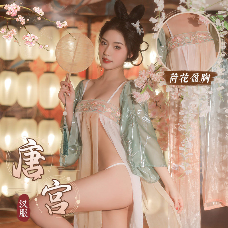 霏慕新中式刺绣汉服睡裙两件套图片