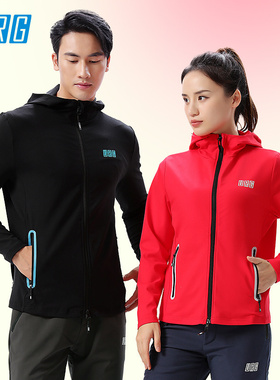 URG弹力连帽运动衫男女款户外防风跑步运动透气吸湿排汗速干上衣