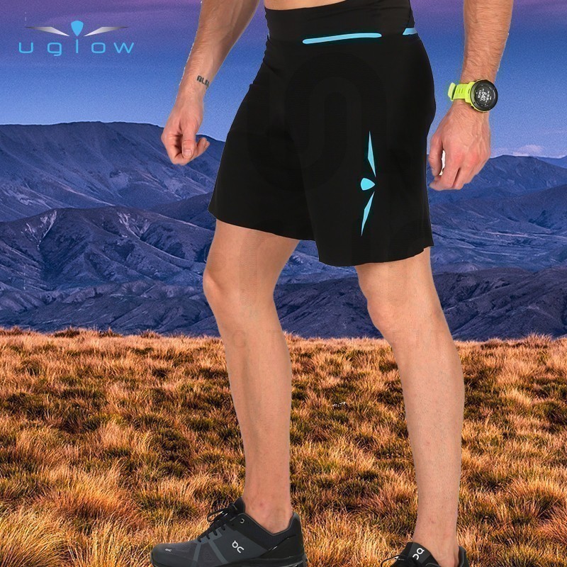 Uglow带内衬男跑步透气7分裤短裤