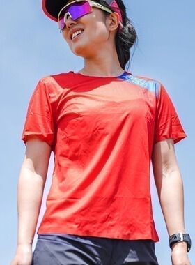 URG新款无缝斜杠竞速运动跑步短袖男女春夏秋薄款透气超轻马拉松