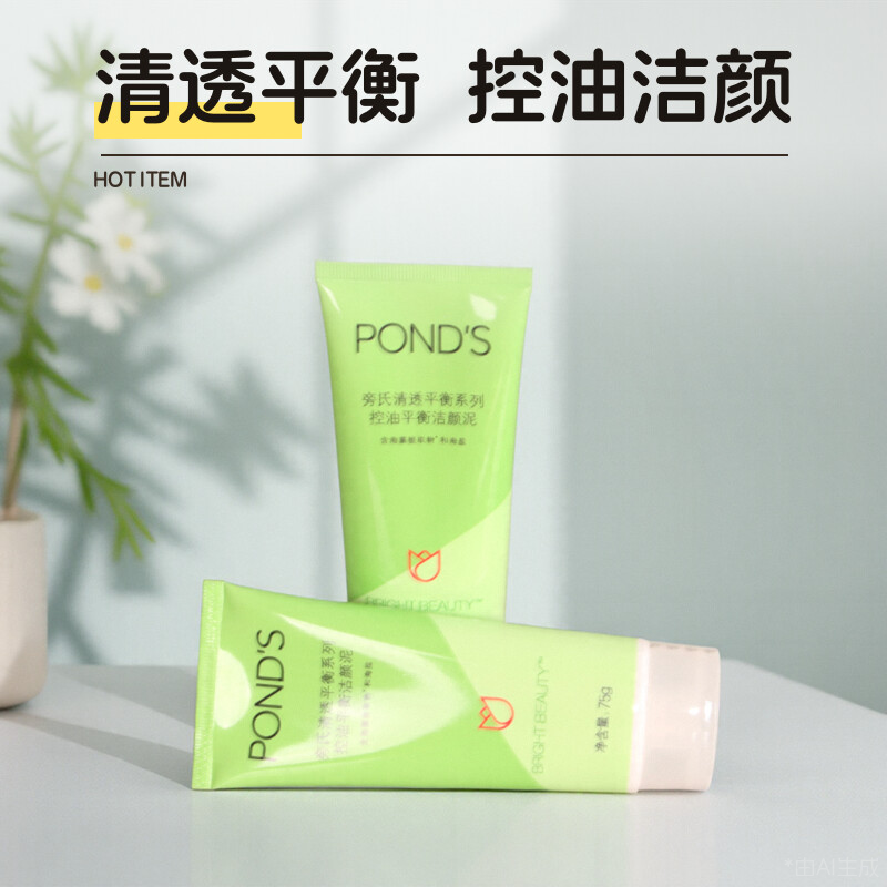 旁氏清透平衡控油洗颜泥洗面奶
