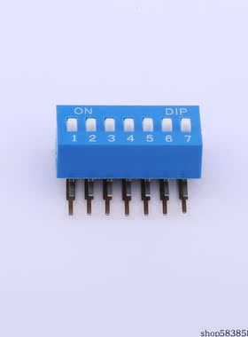 TM-07R  拨码开关蓝色07P-90度 间距2.54mm立式 侧插侧拨7位DIP